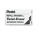 Eraser Refills for Pentel Side FX and Twist-Erase Pencils, Cylindrical Rod, White, 3/Tube