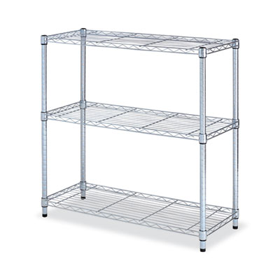 Residential Wire Shelving, Three-Shelf, 36w x 14d x 36h, Silver