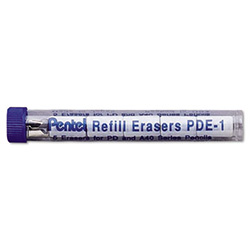 Eraser Refills for Pentel Champ, e-sharp, Jolt, Icy and Quicker Clicker Pencils, Cylindrical Rod, White, 5/Tube