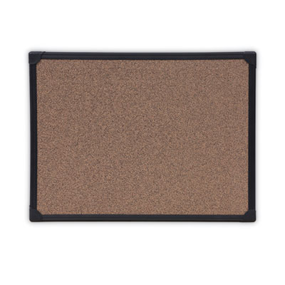 Tech Cork Board, 24" x 18", Brown Surface, Black Aluminum Frame