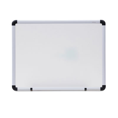 Modern Melamine Dry Erase Board with Aluminum Frame, 24" x 18", White Surface, Satin Aluminum Frame