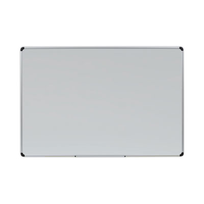 Deluxe Porcelain Magnetic Dry Erase Board, 72" x 48", White Surface, Silver/Black Aluminum Frame