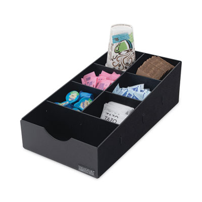 Condiment Caddy, 7 Compartments, 8.75 x 16 x 5.25, Black