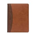 Two-Tone Padfolio with Spine Accent, 10.6w x 14.25h, Polyurethane, Tan/Brown