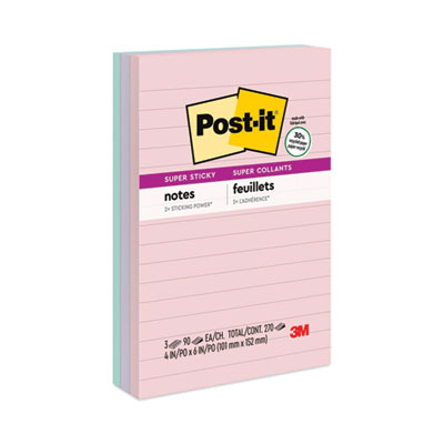 Recycled Notes in Wanderlust Pastels Collection Colors, Note Ruled, 4" x 6", 90 Sheets/Pad, 3 Pads/Pack