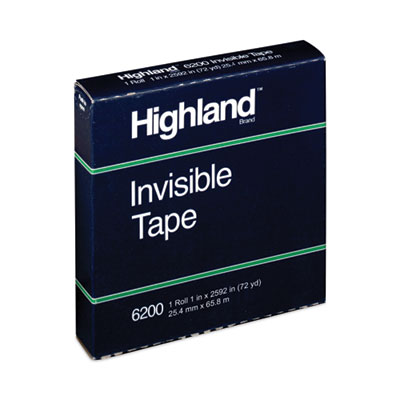 Invisible Permanent Mending Tape, 3" Core, 1" x 72 yds, Clear