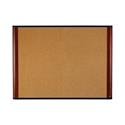 Widescreen Cork Bulletin Board, 48 x 36, Tan Surface, Mahogany Aluminum Frame