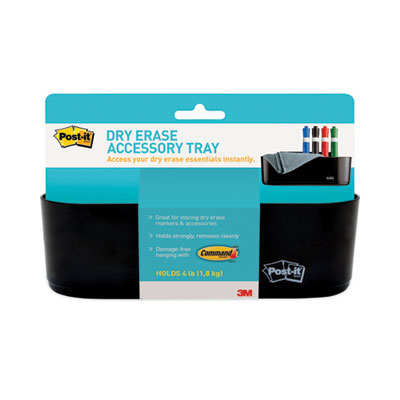 Dry Erase Accessory Tray, 8.5" x 3" x 5.25", Black