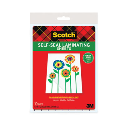 Self-Sealing Laminating Sheets, 6 mil, 9.06" x 11.63", Gloss Clear, 10/Pack