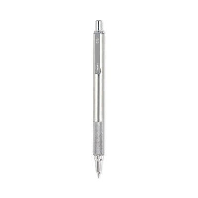 F-701 Ballpoint Pen, Retractable, Fine 0.7 mm, Black Ink, Stainless Steel/Black Barrel