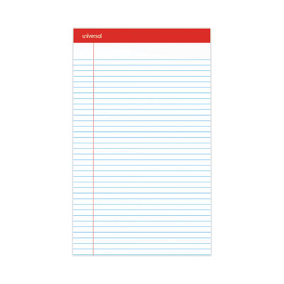 Perforated Ruled Writing Pads, Wide/Legal Rule, Red Headband, 50 White 8.5 x 14 Sheets, Dozen