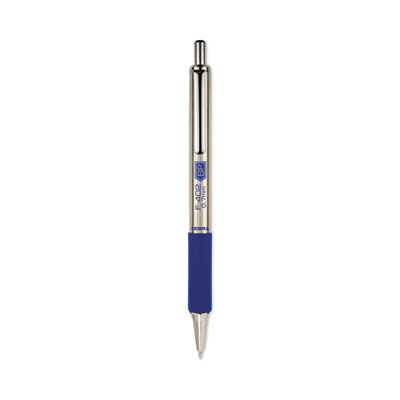 F-402 Ballpoint Pen, Retractable, Fine 0.7 mm, Blue Ink, Stainless Steel/Blue Barrel, 2/Pack