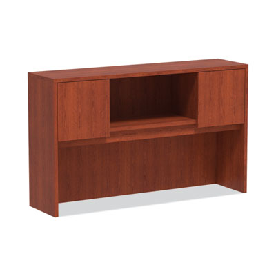 Alera Valencia Series Hutch with Doors, 4 Compartments, 58.88w x 15d x 35.38h, Medium Cherry