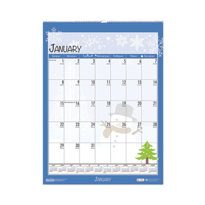 Recycled Seasonal Wall Calendar, Illustrated Seasons Artwork, 12 x 16.5, 12-Month (Jan to Dec): 2025