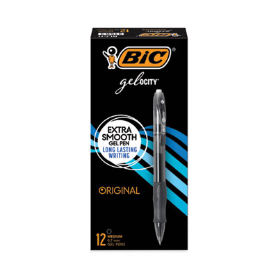 Gel-ocity Gel Pen, Retractable, Medium 0.7 mm, Black Ink, Translucent Black Barrel, Dozen