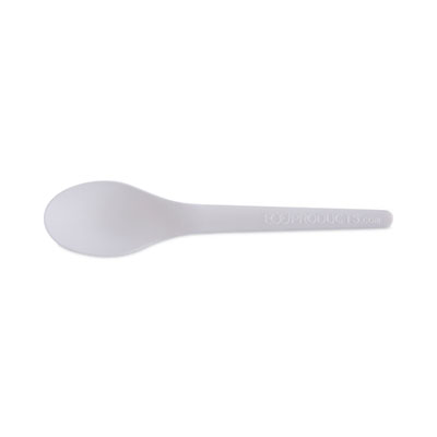 Plantware Compostable Cutlery, Spoon, 6", Pearl White, 50/Pack, 20 Pack/Carton