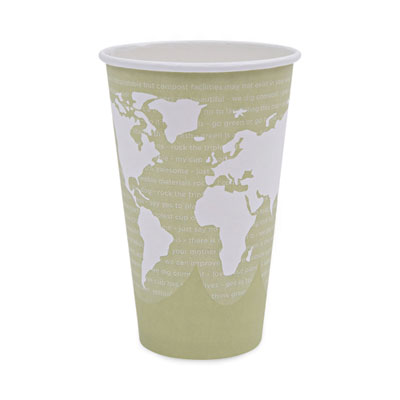 World Art Renewable and Compostable Hot Cups, 16 oz, Moss, 50/Pack