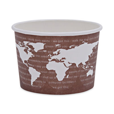 World Art Renewable and Compostable Food Container, 8 oz, 3.04" Diameter x 2.3" h, Brown, Paper, 50/Pack, 20 Packs/Carton