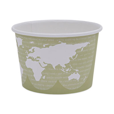 World Art Renewable and Compostable Food Container, 16 oz, 4.05" Diameter x 3" h, Seafoam, Paper, 25/Pack, 20 Packs/Carton