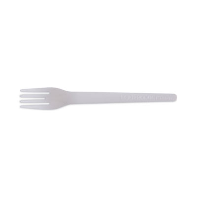 Plantware Compostable Cutlery, Fork, 6", Pearl White, 50/Pack, 20 Pack/Carton