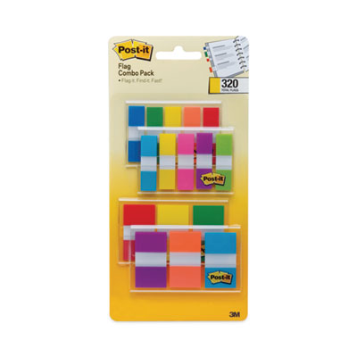 0.5" and 1" Page Flag Value Pack, Nine Assorted Colors, 320/Pack