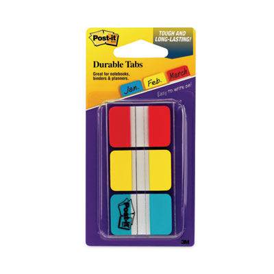 1" Plain Solid Color Tabs, 1/5-Cut, Assorted Primary Colors, 1" Wide, 66/Pack