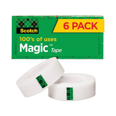 Magic Tape Refill, 1" Core, 0.75" x 83.33 ft, Clear, 6/Pack