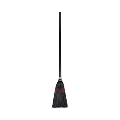 Flag Tipped Poly Lobby Brooms, Flag Tipped Poly Bristles, 38" Overall Length, Natural/Black, 12/Carton