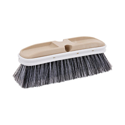 Polystyrene Vehicle Brush with Vinyl Bumper, Black/White Polystyrene Bristles, 10" Brush