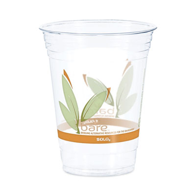 Bare Eco-Forward RPET Cold Cups, 16 oz to 18 oz, Leaf Design, 50/Pack