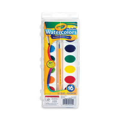 Washable Watercolors, 16 Assorted Colors, Palette Tray