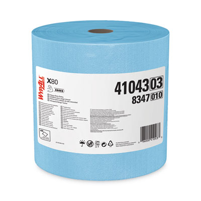 Power Clean X80 Heavy Duty Cloths, Jumbo Roll, 12.4 x 12.2, Blue, 455/Roll