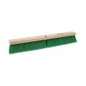 Floor Broom Head, 3" Green Flagged Recycled PET Plastic Bristles, 24" Brush