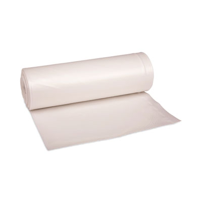 High-Density Can Liners, 45 gal, 19 mic, 40" x 46", Natural, Perforated Roll, 25 Bags/Roll, 6 Rolls/Carton