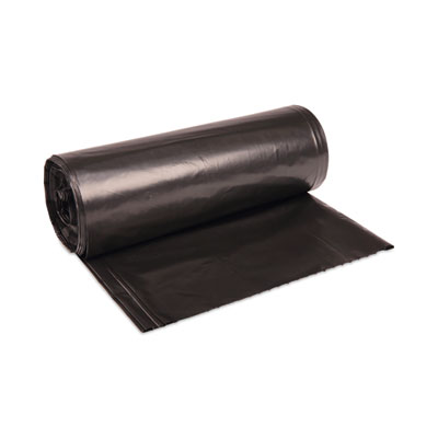 High-Density Can Liners, 56 gal, 19 mic, 43" x 47", Black, Perforated Roll, 25 Bags/Roll, 6 Rolls/Carton