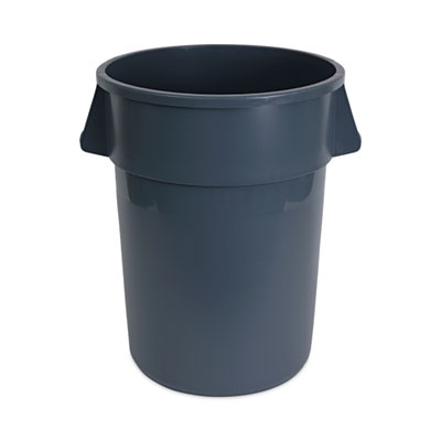 Round Waste Receptacle, 44 gal, Plastic, Gray