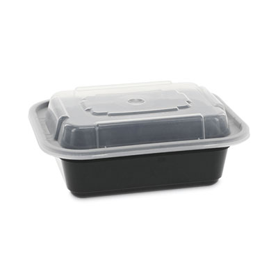 Newspring VERSAtainer Microwavable Containers, 12 oz, 4.5 x 5.5 x 1.75, Black/Clear, Plastic, 150/Carton