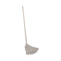 Handle/Deck Mops, #24 White Cotton Head, 54" Natural Wood Handle, 6/Pack