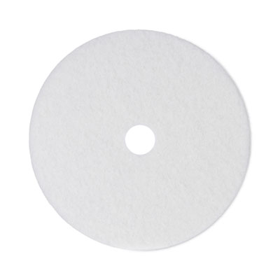 Polishing Floor Pads, 24" Diameter, White, 5/Carton