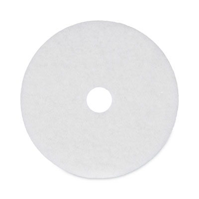 Polishing Floor Pads, 20" Diameter, White, 5/Carton