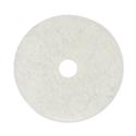 Natural Burnishing Floor Pads, 20" Diameter, White, 5/Carton