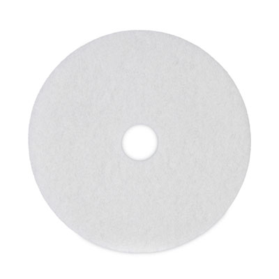 Polishing Floor Pads, 19" Diameter, White, 5/Carton