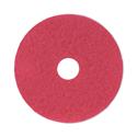 Buffing Floor Pads, 17" Diameter, Red, 5/Carton