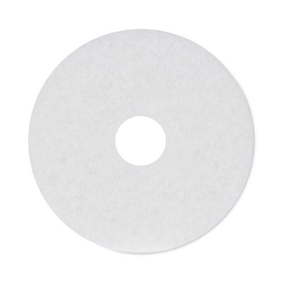 Polishing Floor Pads, 15" Diameter, White, 5/Carton