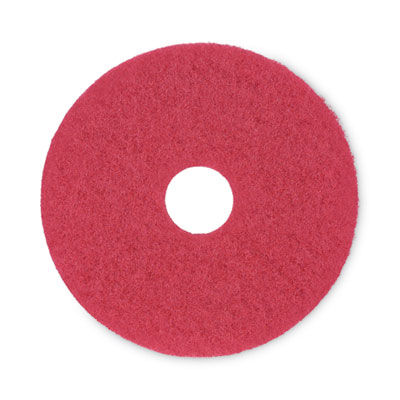 Buffing Floor Pads, 15" Diameter, Red, 5/Carton