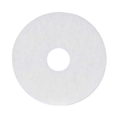 Polishing Floor Pads, 13" Diameter, White, 5/Carton