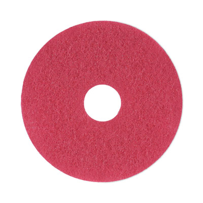 Buffing Floor Pads, 13" Diameter, Red, 5/Carton