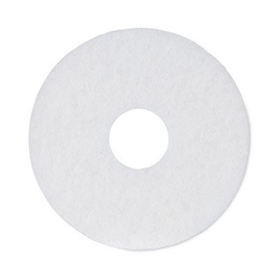 Polishing Floor Pads, 12" Diameter, White, 5/Carton