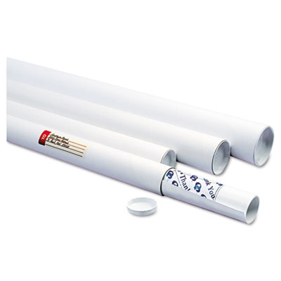 White Mailing Tubes, 24" Long, 3" Diameter, White, 25/Carton