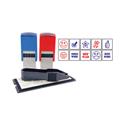 Printy 10-in-1 Self-Inking Teacher Stamp, Incudes 10 Dies, 0.63" Diameter, Blue/Red